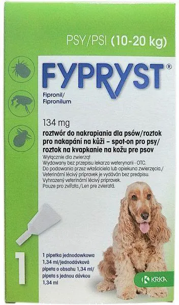 FYPRYST 134MG/1,30ML SPOT ON 1 PIP. PSY 10-20 KG