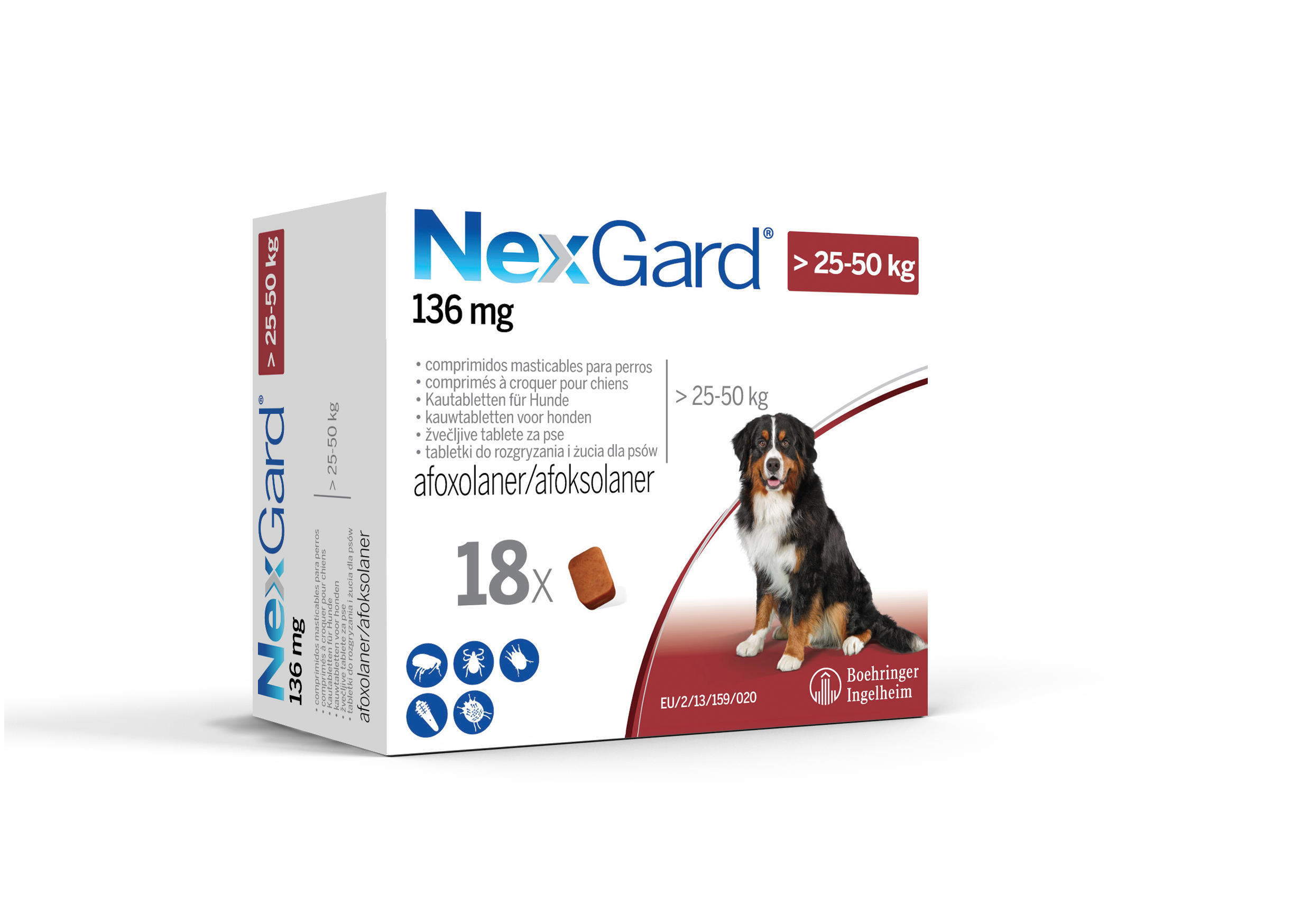NEXGARD PIES 25-50KG XL 136MG 18TABL.
